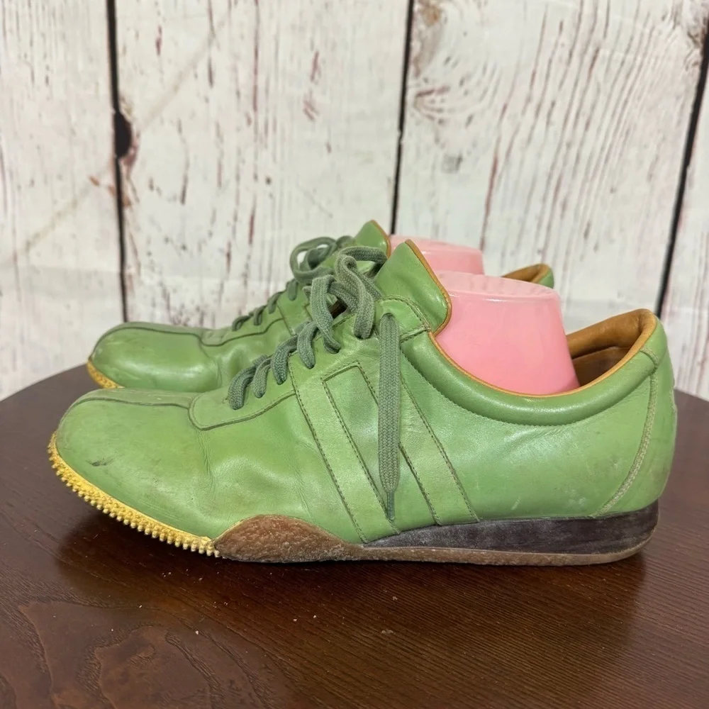 BALLY Green Leather Men's Sneakers in size 8E